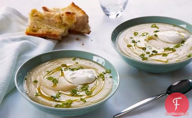 Cremoso Francês fritar e sopa de Cebolinha