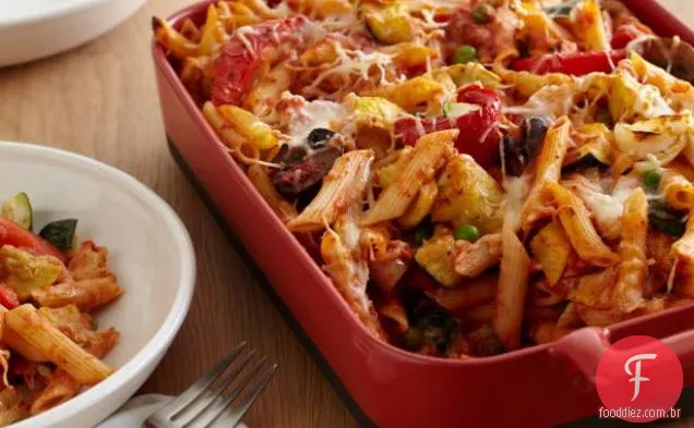 Penne assado com legumes assados