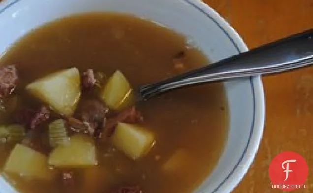 Presunto e grande sopa de Feijão Do Norte