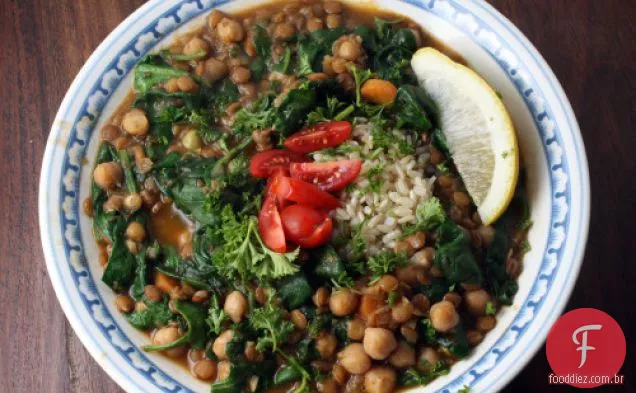 Grão De Bico, Lentilha E Ensopado De Vegetais