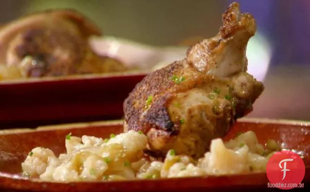 Frango coentro com couve-flor martelada