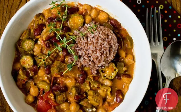 Quiabo Gumbo Com Grão De Bico E Feijão