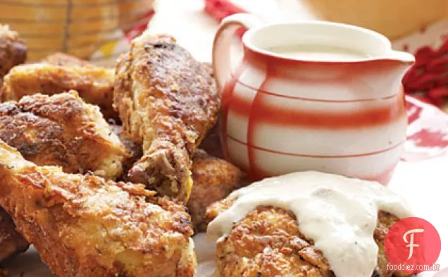 Frango frito e molho de leite