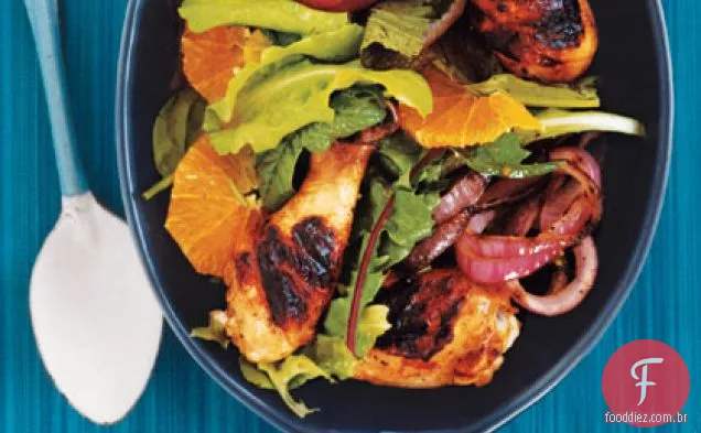 Pernas de frango grelhadas com laranja e alecrim