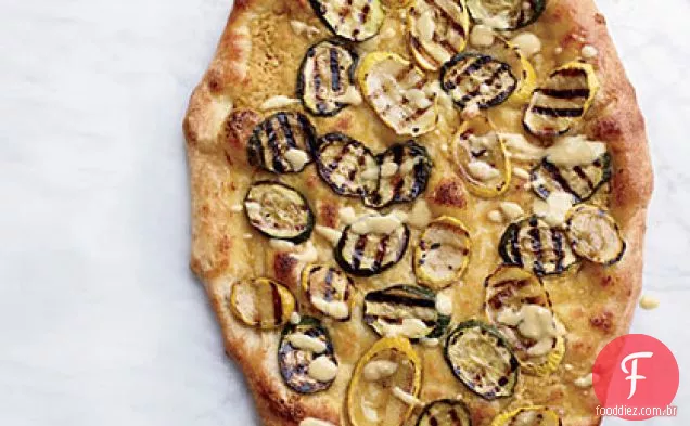 Hummus e Pizzas de abobrinha grelhada