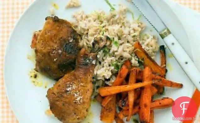 Pernas De Frango Com Cenoura, Arroz E Limão