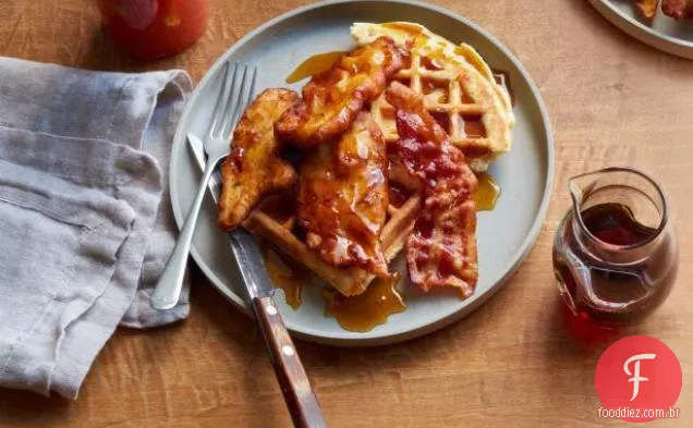 Waffles de frango e Bacon
