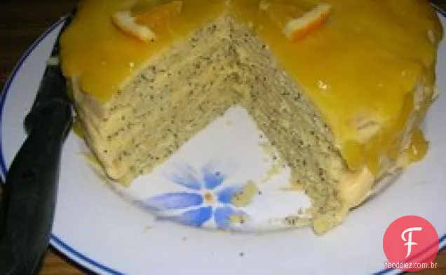 Torta de semente de papoula com esmalte laranja