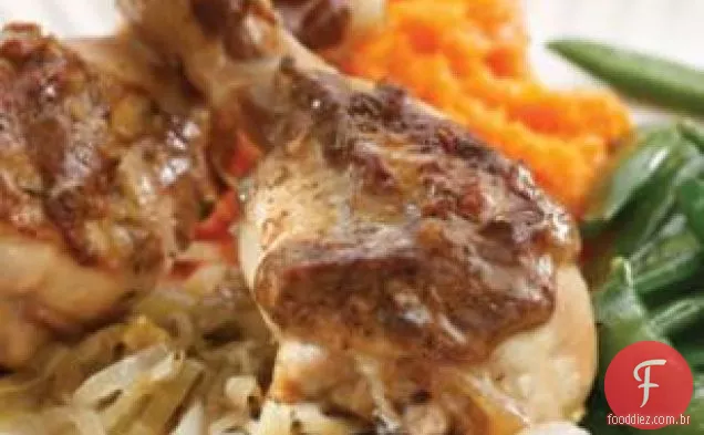 Frango Assado Com Cebola E Alho-Poró