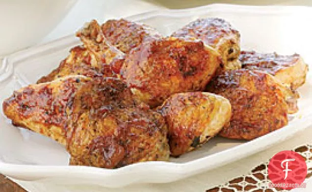 Frango grelhado com esmalte balsâmico de Damasco