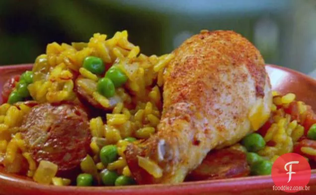 Frango espanhol e chouriço Paella