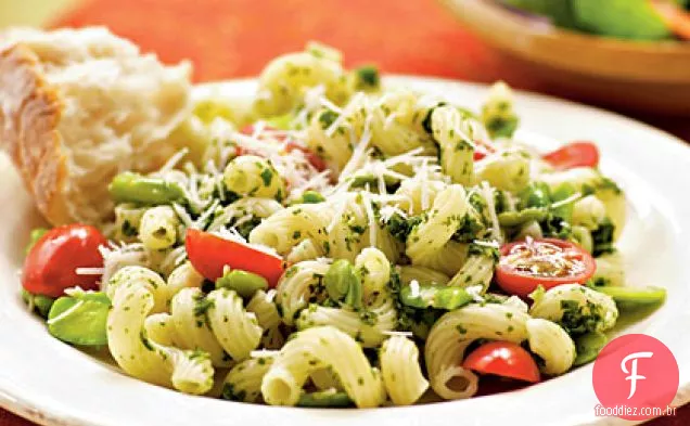 Feijão Fava com Pesto e Cavatappi