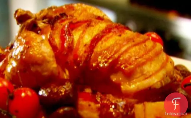 Frango assado com cogumelos Herbed