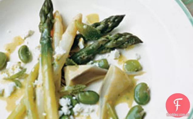 Espargos, Alcachofra E Salada De Feijão Fava