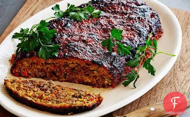 Bolo de carne vegetal assado com esmalte balsâmico
