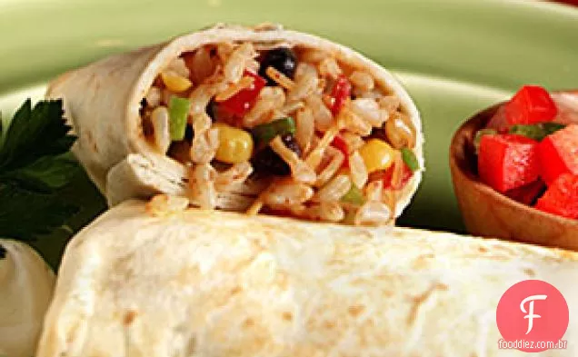 Arroz integral e Burrito de Feijão Preto