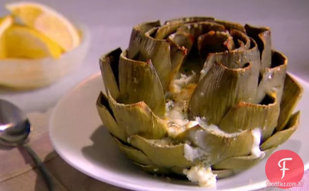 Alcachofras assadas com Gorgonzola e ervas