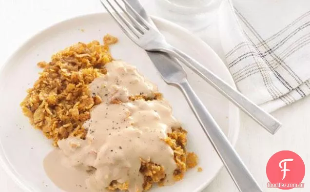 Bife Frito Com Frango Com Molho De Creme