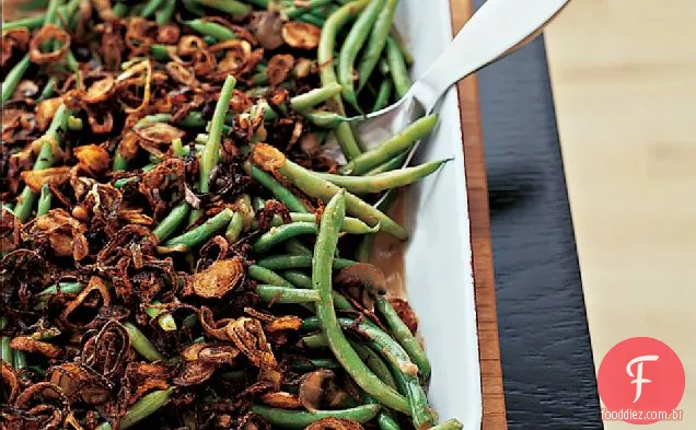 Feijão verde com molho de cogumelos Cremini