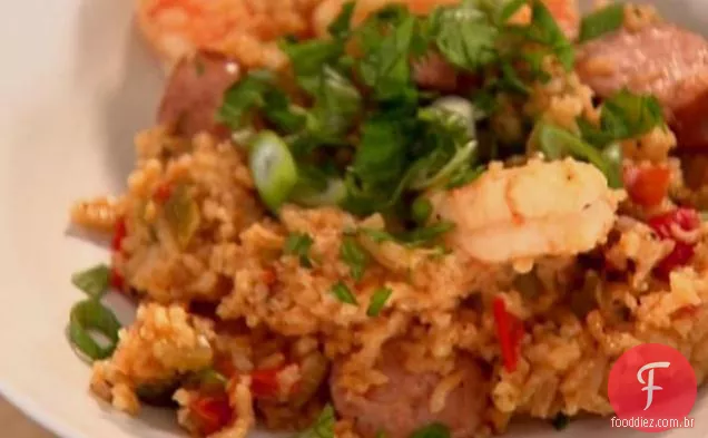 Camarão e Salsicha Jambalaya