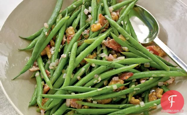 Verts Haricots com vinagrete de Bacon quente