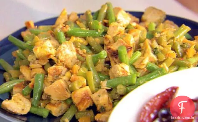 Frango com açafrão, limão cozido e Salada De Feijão Verde