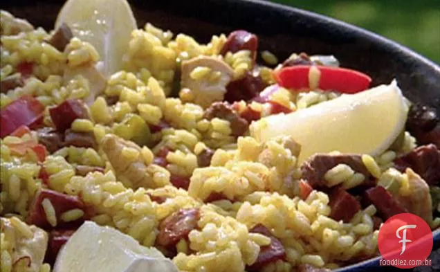 Paella espanhola com arroz Carnaroli