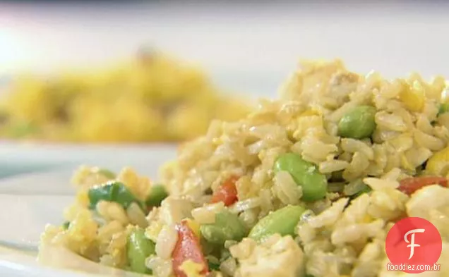 Arroz frito com cebolinha, Edamame e Tofu