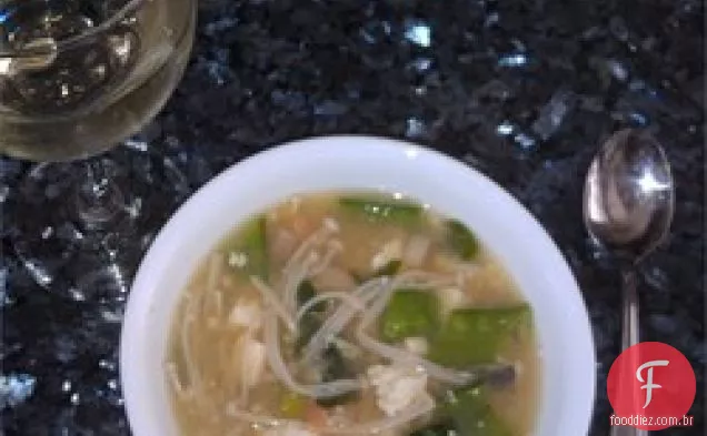 Camarão chinês e sopa de Tofu