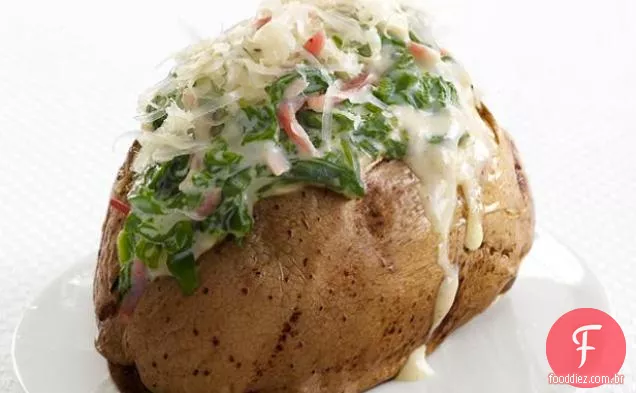 Spuds de presunto e espinafre