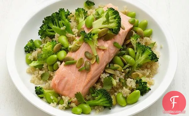 Chá verde salmão com Quinoa