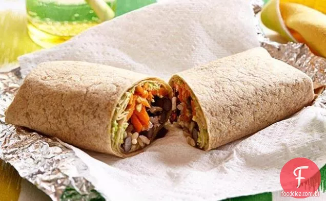 Arroz integral e Burrito de feijão