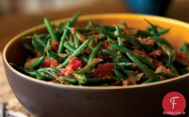 Feijão verde com tomate assado e cominho