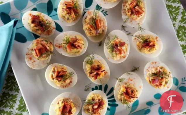 Ovos cozidos com Bacon cristalizado