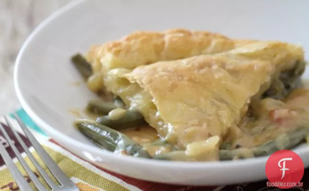 Cheesy Bacon Feijão Verde Caçarola Pot Pie