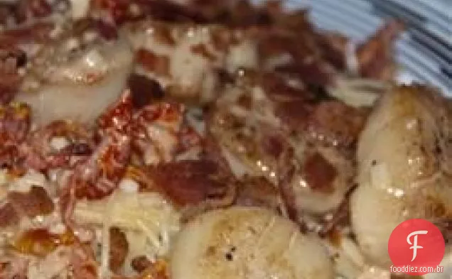 Vieiras do sogro com tomates secos ao sol e Bacon