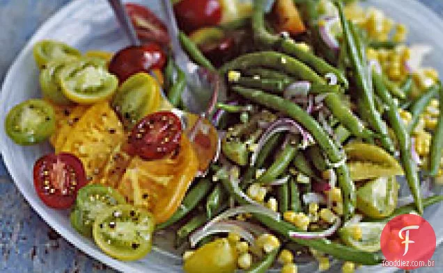 Salada De Feijão Verde, Milho E Tomate