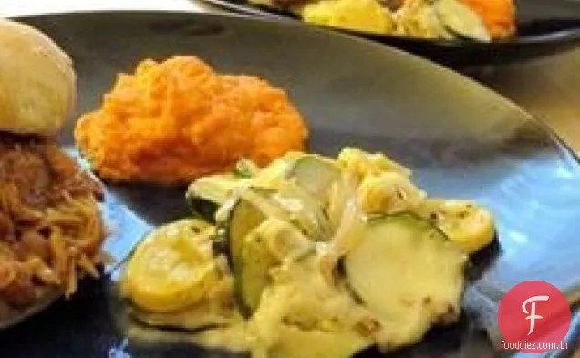 Caçarola de abóbora e cebola de Verão