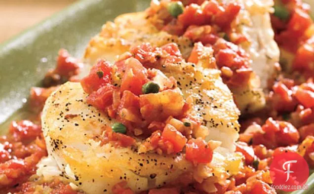 Alabote Grelhado Com Molho De Tomate Herbado