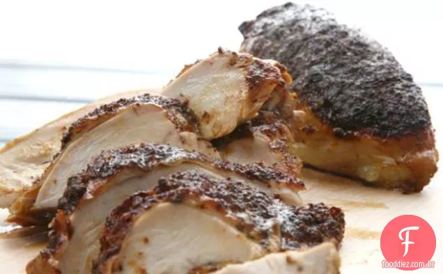 Frango para churrasco esfregado a seco