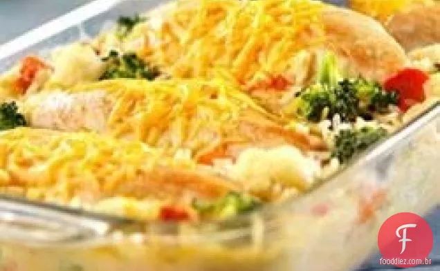 Frango com queijo e arroz