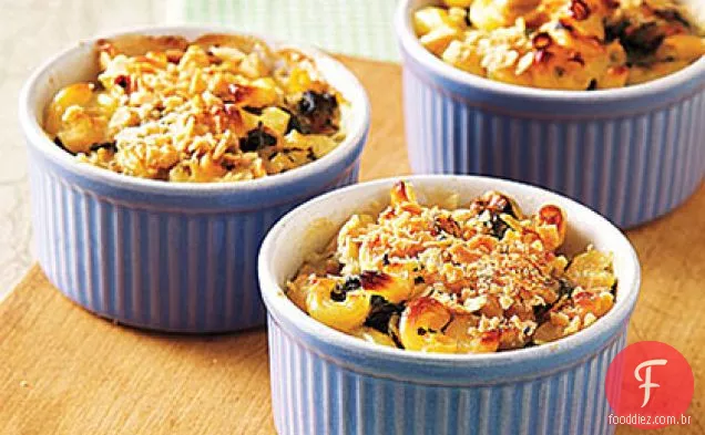 Gratinados individuais de espinafre e queijo