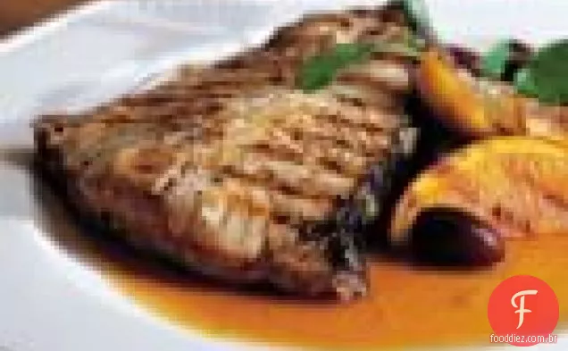 Bifes De Alabote Com Citrinos, Agrião E Azeitonas Pretas