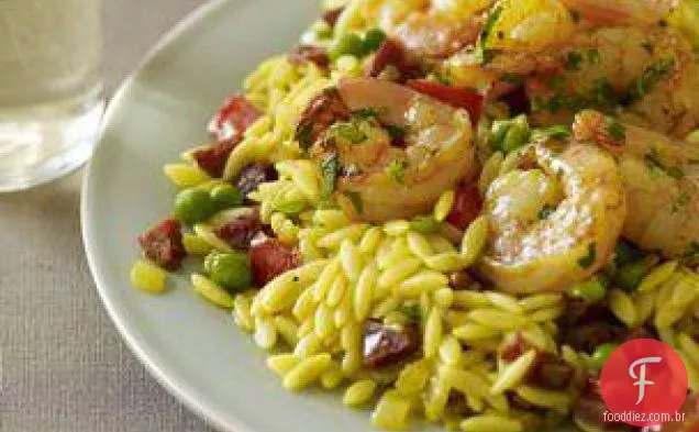 Pôr Do Sol Orzo Com Camarão Espanhol