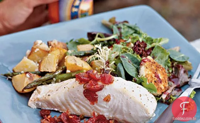 Alabote assado no forno com Chutney de Cranberry