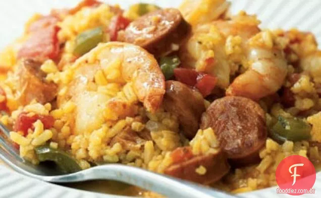 Camarão e Salsicha Paella