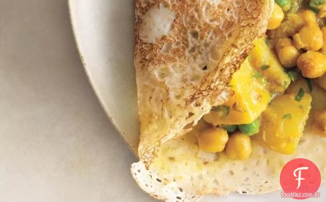 Rava Dosas com Grão De Bico de batata Masala