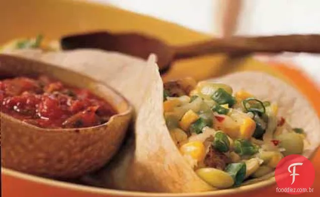 Cheddar-Succotash Wraps