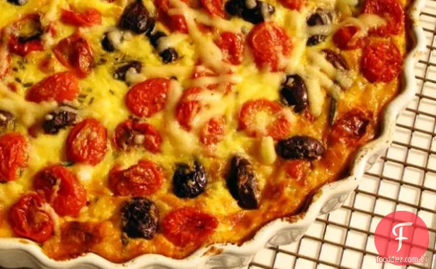 Tomate, azeitona e alecrim Quiche Crustless