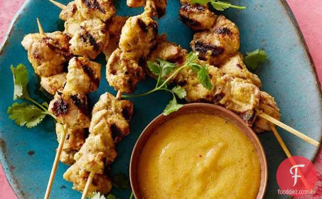 Kebabs de frango com Chutney de pêssego sem cozimento